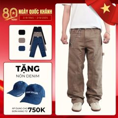 Quần Jean Nam Double Knee Nâu Chất Denim cotton Cao Cấp | Quần Jeans Nam Ống Suông Phong Cách Trẻ Trung Năng Động | Nam Nữ Đều phù Hợp( QJ03)