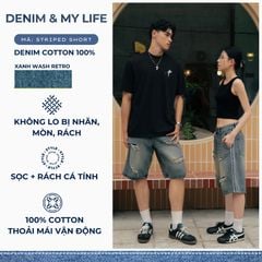 Quần short jeans STRIPED SHORT cao cấp, quần đùi bò thiết kế trẻ trung năng động