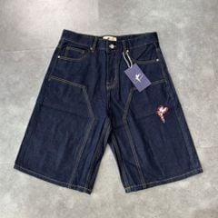 Quần short jean DENIM & MY LIFE unisex chất vải denim cotton hình thêu tỉ mỉ  (QSJ02)