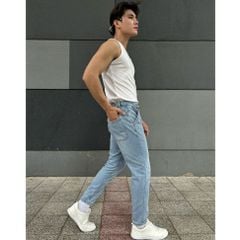 Quần jean nam lưng chun 3 màu basic dáng fit chân, quần bò từ sợi cotton denim dày dặn, bền bỉ