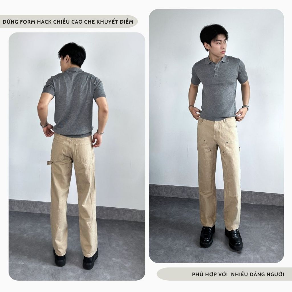 Quần jeans Double Knee DENIM & MY LIFE Chất Denim Cotton cao cấp ,form suông (QJ03)