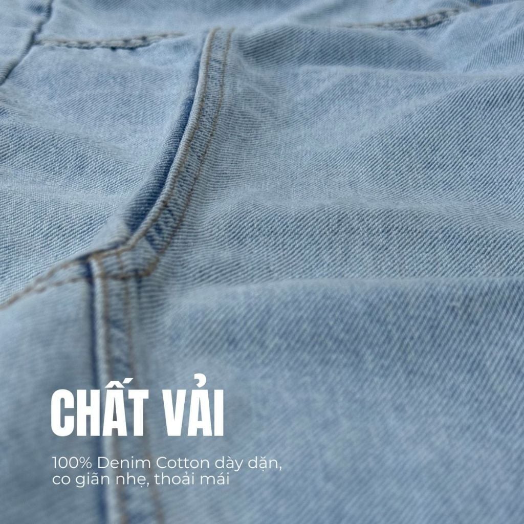 Quần jean nam phối viền DENIM & MY LIFE túi nắp ống suông streetwear, Straight Jean