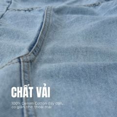 Quần jean nam phối viền DENIM & MY LIFE túi nắp ống suông streetwear, Straight Jean