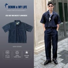 Áo sơ mi DENIM & MY LIFE boxy unisex chất vải denim cotton dày dặn (SM02)