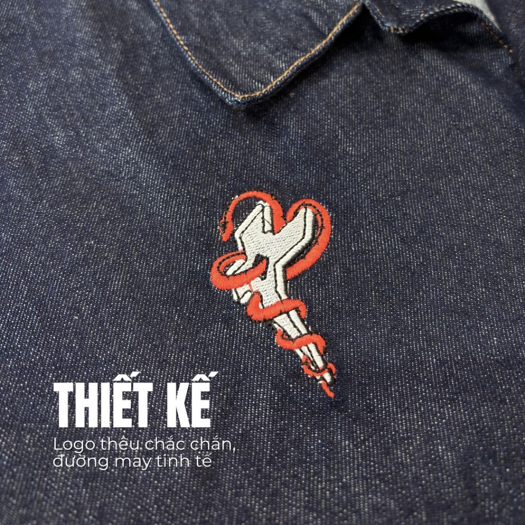 Áo sơ mi tay ngắn DENIM & MY LIFE unisex denim form boxy chất vải denim cotton dày dặn (SM01)