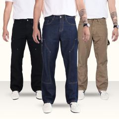 Quần Jean Nam Double Knee Nâu Chất Denim cotton Cao Cấp | Quần Jeans Nam Ống Suông Phong Cách Trẻ Trung Năng Động | Nam Nữ Đều phù Hợp( QJ03)