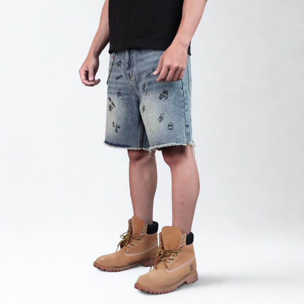 Quần Short jeans DENIM & MY LIFE unisex vải denim cotton form relax ngắn trên gối