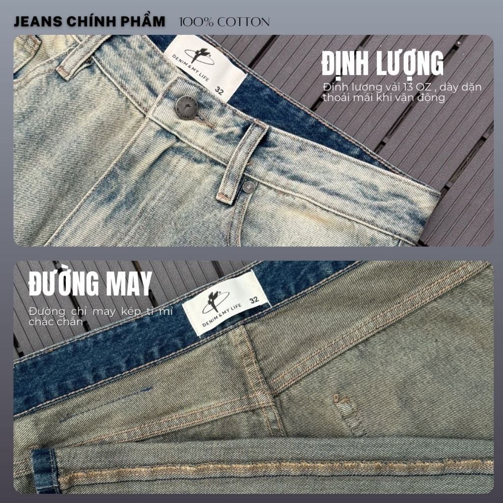 Quần Jeans Stone Wash Series DENIM & MY LIFE Form Loose Fit (QJ21)