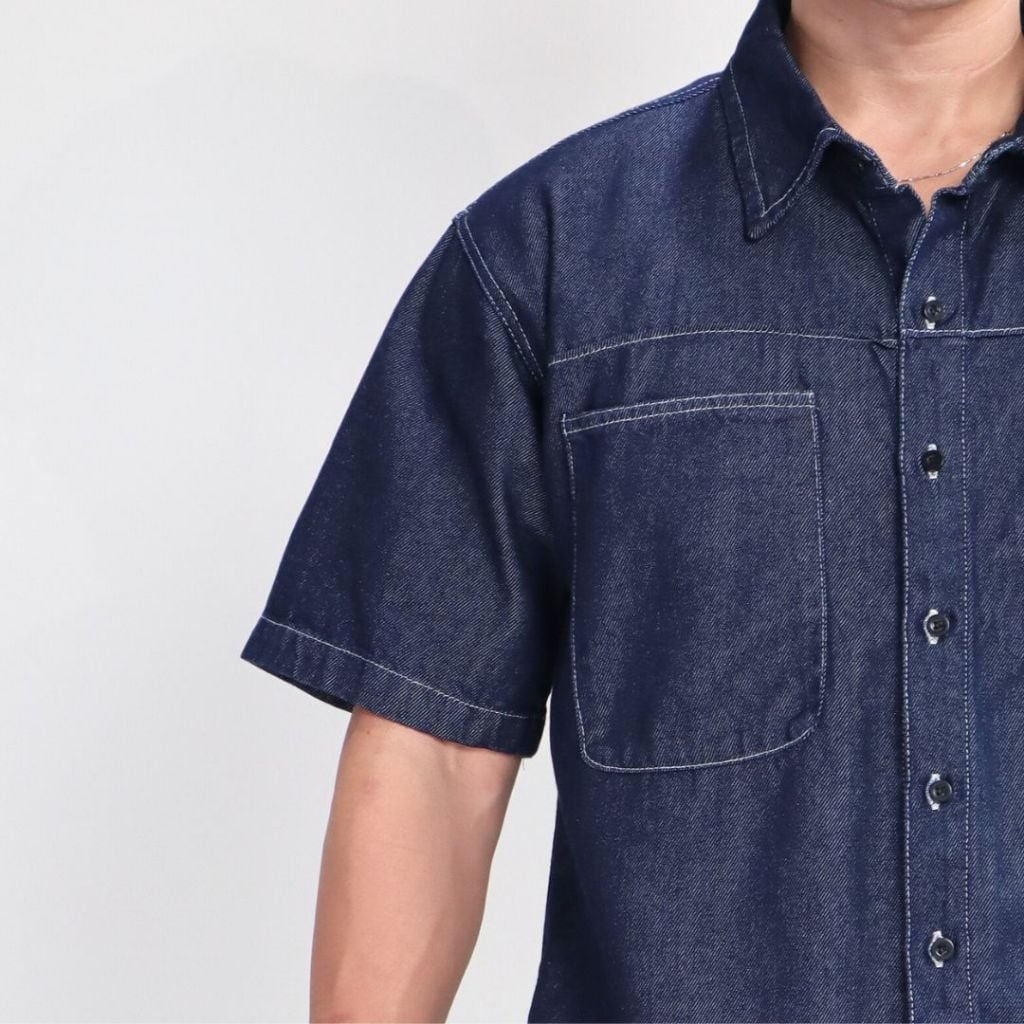 Áo sơ mi DENIM & MY LIFE boxy unisex chất vải denim cotton dày dặn (SM02)