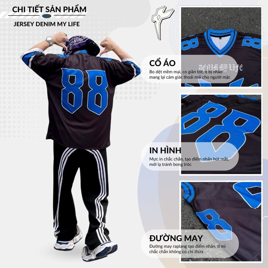 Áo thun JERSEY DENIM MY LIFE cao cấp unisex vải thun lưới mè dày dặn co giãn tốt