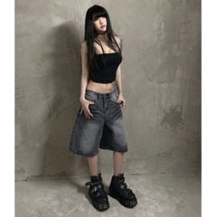Quần Short Baggy Denim Wash Xám Khói DENIM MY LIFE (QSJ08)