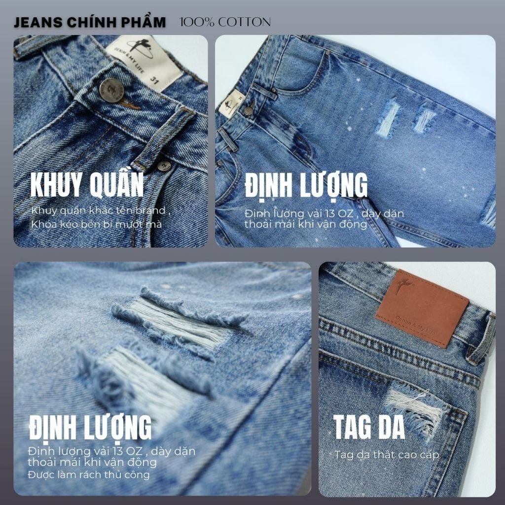 Quần Jeans Rách Gối DENIM & MY LIFE Dust Fade Wash Bụi Streetwear