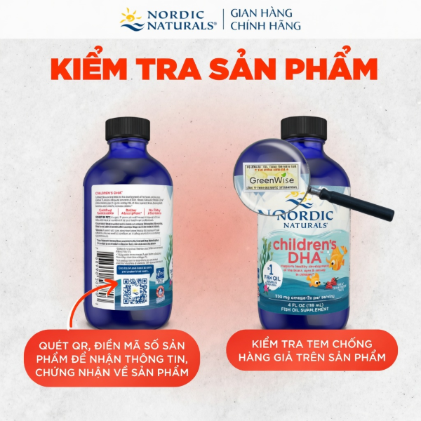  DHA CHO BÉ NORDIC NATURALS 530 MG OMEGA-3 VỚI EPA & DHA 237 ML (VỊ DÂU TÂY) - CT 