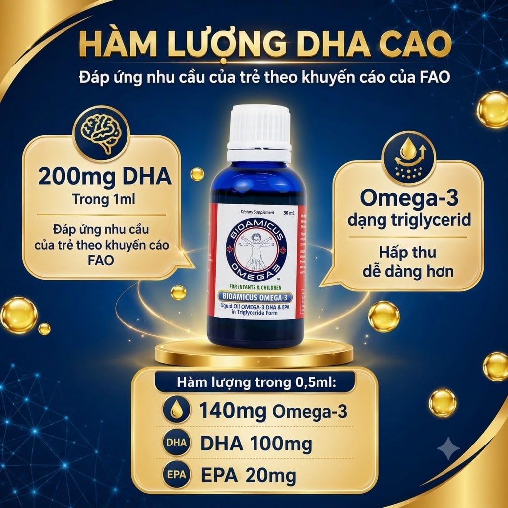  DHA BioAmicus Omega-3 Cho Bé (30ml) 