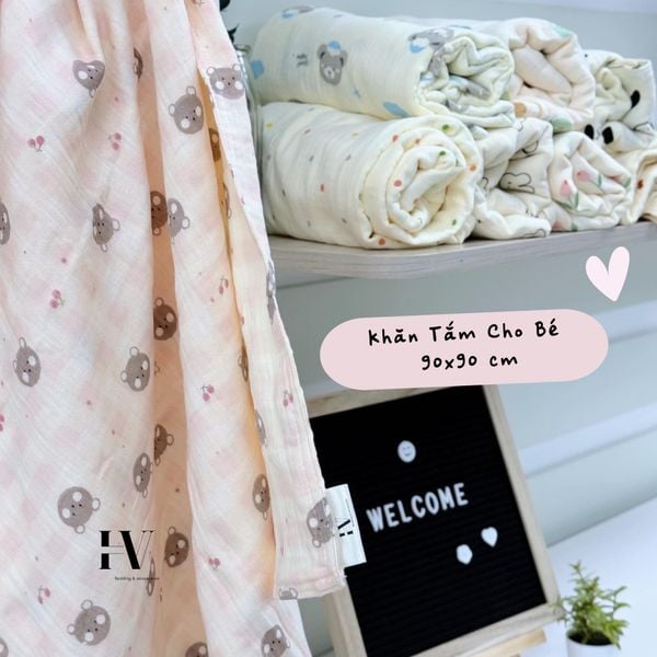  Khăn Tắm Cho Bé HV Bedding (90x90 cm) 