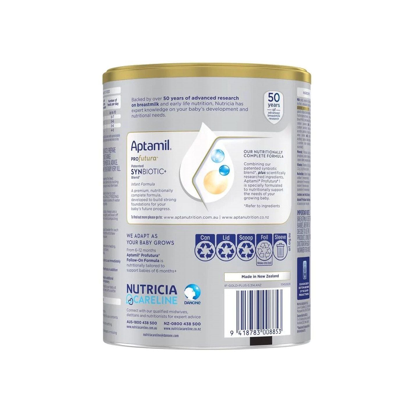  Sữa bột Aptamil Profutura Úc số 1 cho bé từ 0-6 tháng (900g) - CT 