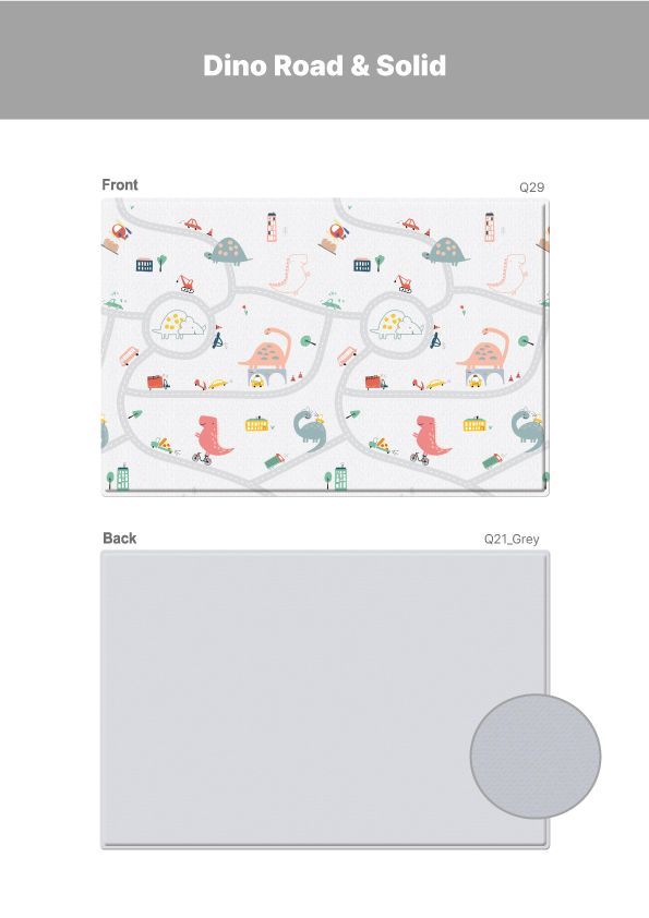  Thảm chơi PVC cao cấp cho bé Dwinguler - Dino Road and Solid 