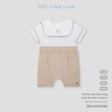  Bộ liền cộc màu trắng phối nâu thêu trang trí Nous 