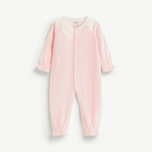 Bodysuit áo liền quần MamaCheri bé gái bo gấu tay 