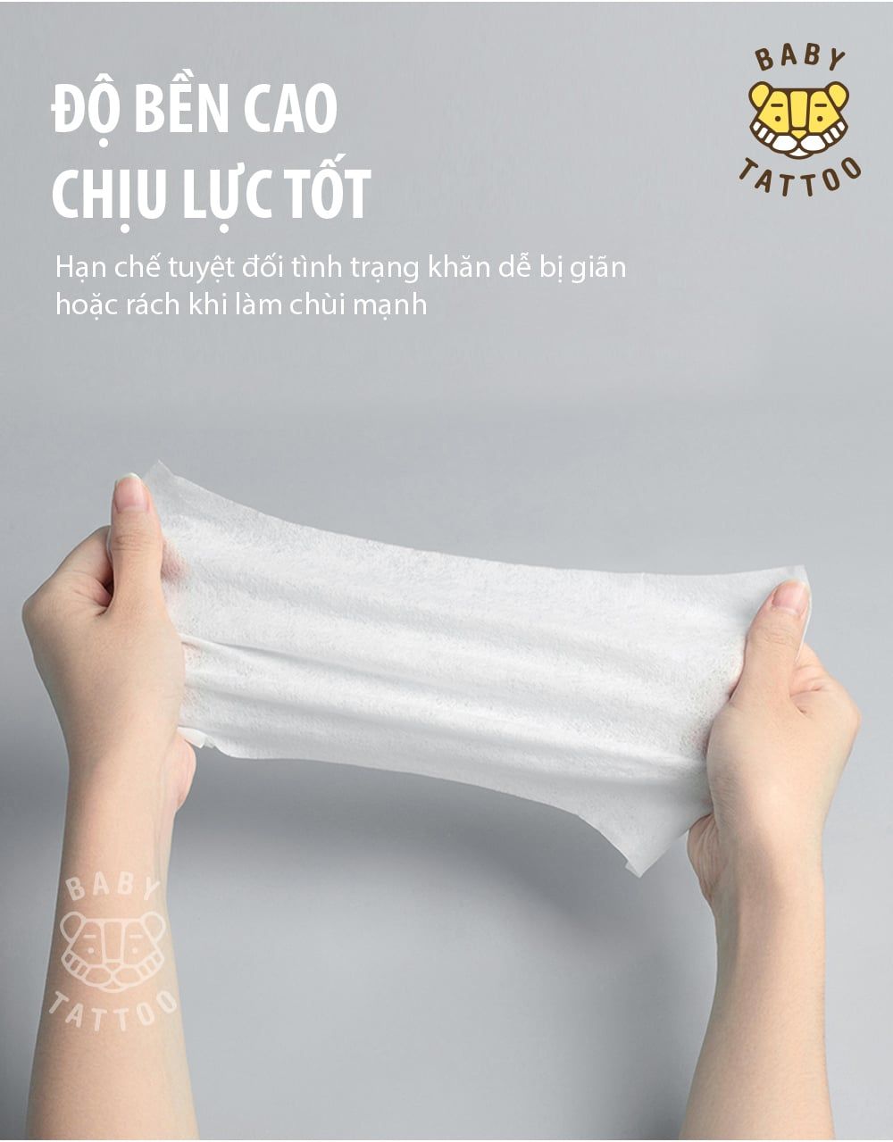  Khăn Giấy Ướt Baby Tattoo Siêu Cao Cấp Cho Bé Chất Vải CASHMERE (90 Miếng) 