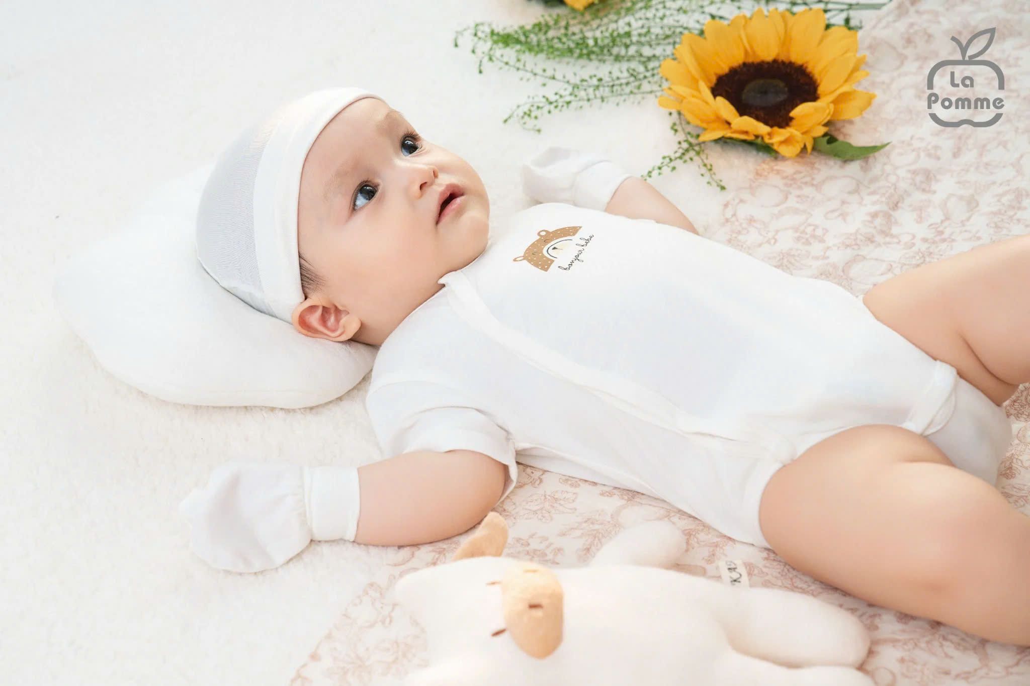  Bodychip Cộc La Pomme Gấu Con Nâu Tây Trắng 