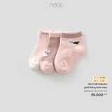  Set 3 đôi tất Nous màu be phối hồng hình mèo 