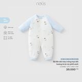  Bộ liền dài màu trắng họa tiết hoàng tử ăn mỳ phối xanh Nous 