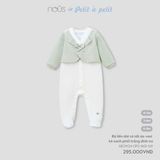  Bộ Liền Dài Có Tất Áo Vest Nous Màu Xanh Kẻ Phối Trắng Đính Nơ 