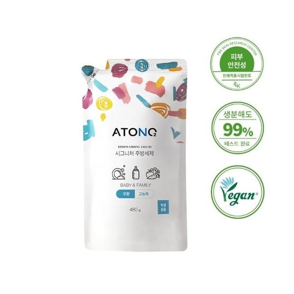  Túi Nước Nước Rửa Bình, Rau Củ Quả Và Chén Bát Thuần Chay Đậm Đặc Atono2 Cho Bé Từ 0+ (480ml) 