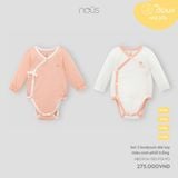  Set 2 bodysuit dài tay Nous màu cam phối trắng 