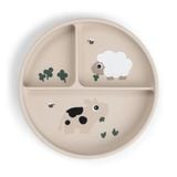  Khay Ăn Dặm Tròn Chia Ngăn Done By Deer Tiny Farm Có Đế Chống Trượt - Màu Sand 