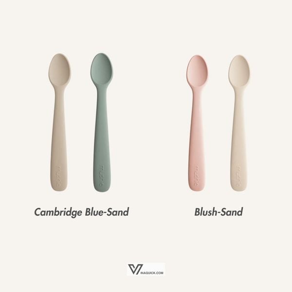  (A) Set 2 Thìa Ăn Dặm Silicone Mushie Cho Bé 