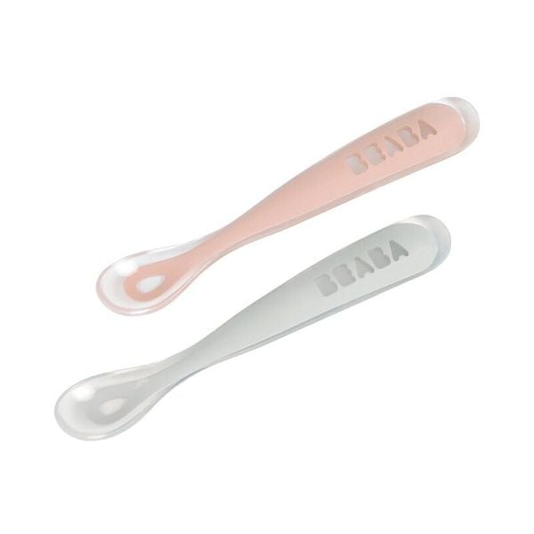  Set 2 Thìa Ăn Dặm Giai Đoạn 1ST Age Silicone Spoons Béaba Cho Bé Từ 4M+ 