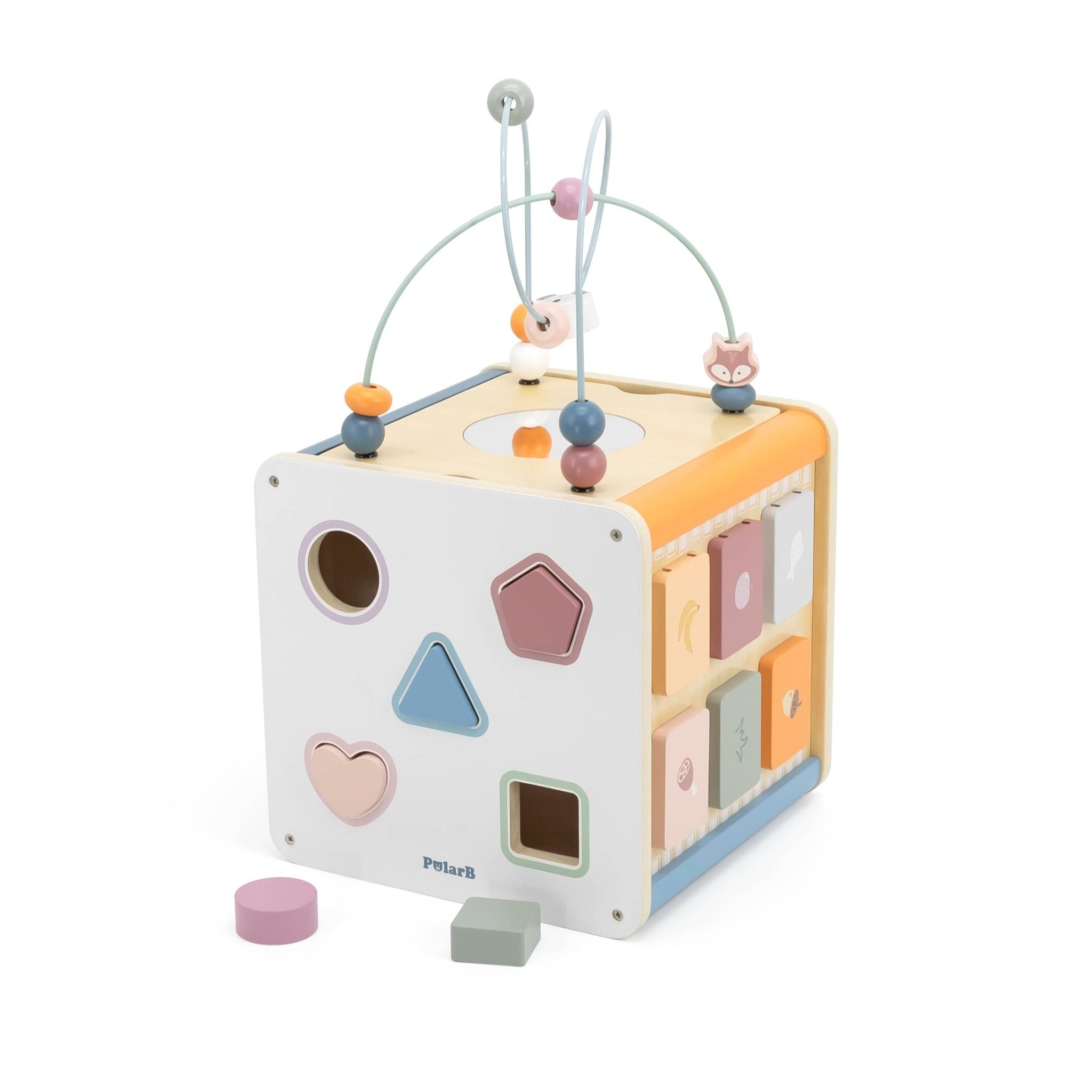  Hộp Đồ Chơi Gỗ Thả Khối  8 in 1 Activity Cube Polar B Cho Bé Từ 18M+ 