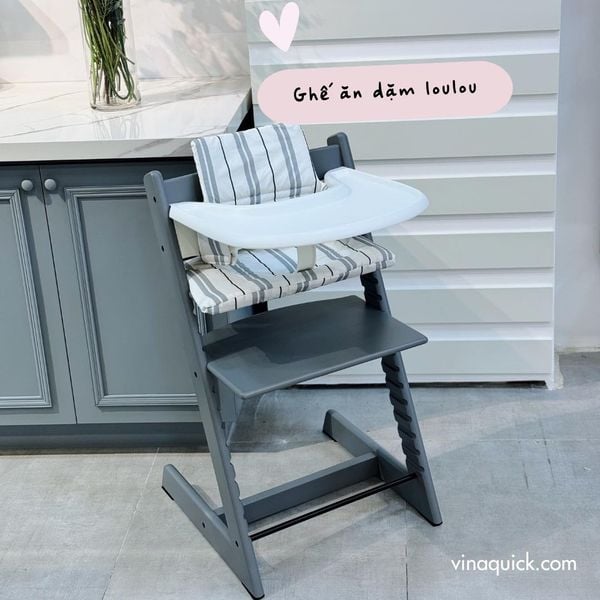  (A) Ghế Ăn Dặm LouLou (Nguyên Set) - Màu Xám 