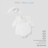  Set Romper NOUS dài tay mix mũ tai thỏ màu trắng 