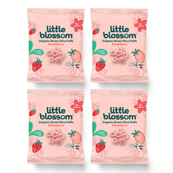  Bánh ăn dặm Little Blossom Organic Brown Rice Puffs vị Dâu (gói 4g) 