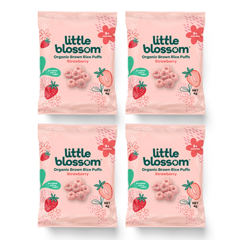  Bánh ăn dặm Little Blossom Organic Brown Rice Puffs vị Dâu (gói 4g) 