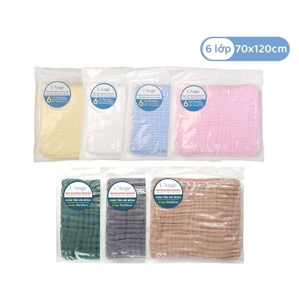  Khăn tắm vải bông 6 lớp L'ange 70 x 120 cm 