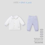  Bộ Tay Dài Nous Áo Trắng Phối Quần Kẻ Xanh 