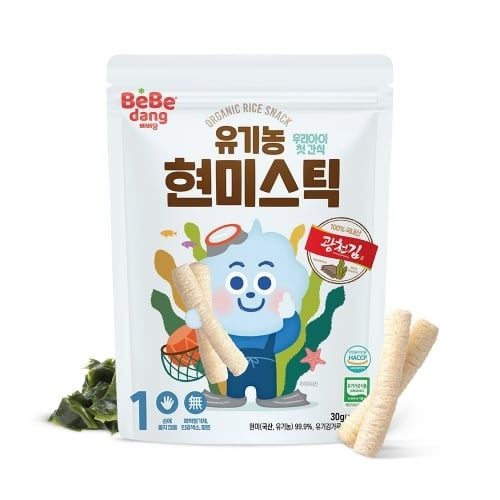  Bánh gạo lứt hữu cơ que ngắn Bebedang vị Rong Biển cho bé từ 6M+ (30g) 