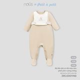  Bodysuit Dài Nous Có Tất Nâu Phối Yếm Vuông Trắng 