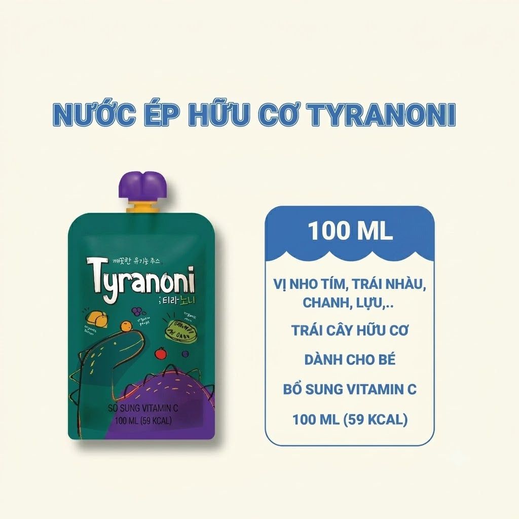  Nước ép trái cây hữu cơ Organic Dino Tyranoni (100ml) 