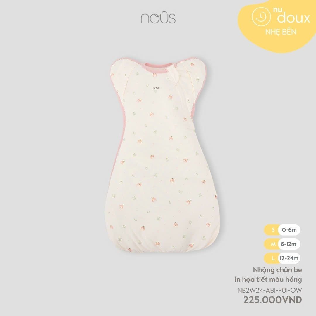  Nhộng Chũn Nous Màu Be In Họa Tiết Màu Hồng 