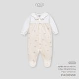  Bộ liền dài Nous tất màu be in họa tiết phối trắng NB 