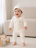  Bộ dài tay unisex Mamacheri thun gân tăm, cúc cài lệch 