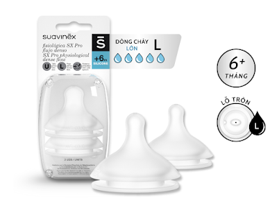  Set 2 Núm Ti Silicone Thay Thế Bình Sữa Suavinex 