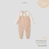  Bộ liền dài Nous tất tai thỏ caro cam phối màu be NB 