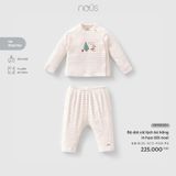  Bộ dài Nous cài lệch kẻ hồng in họa tiết noel 