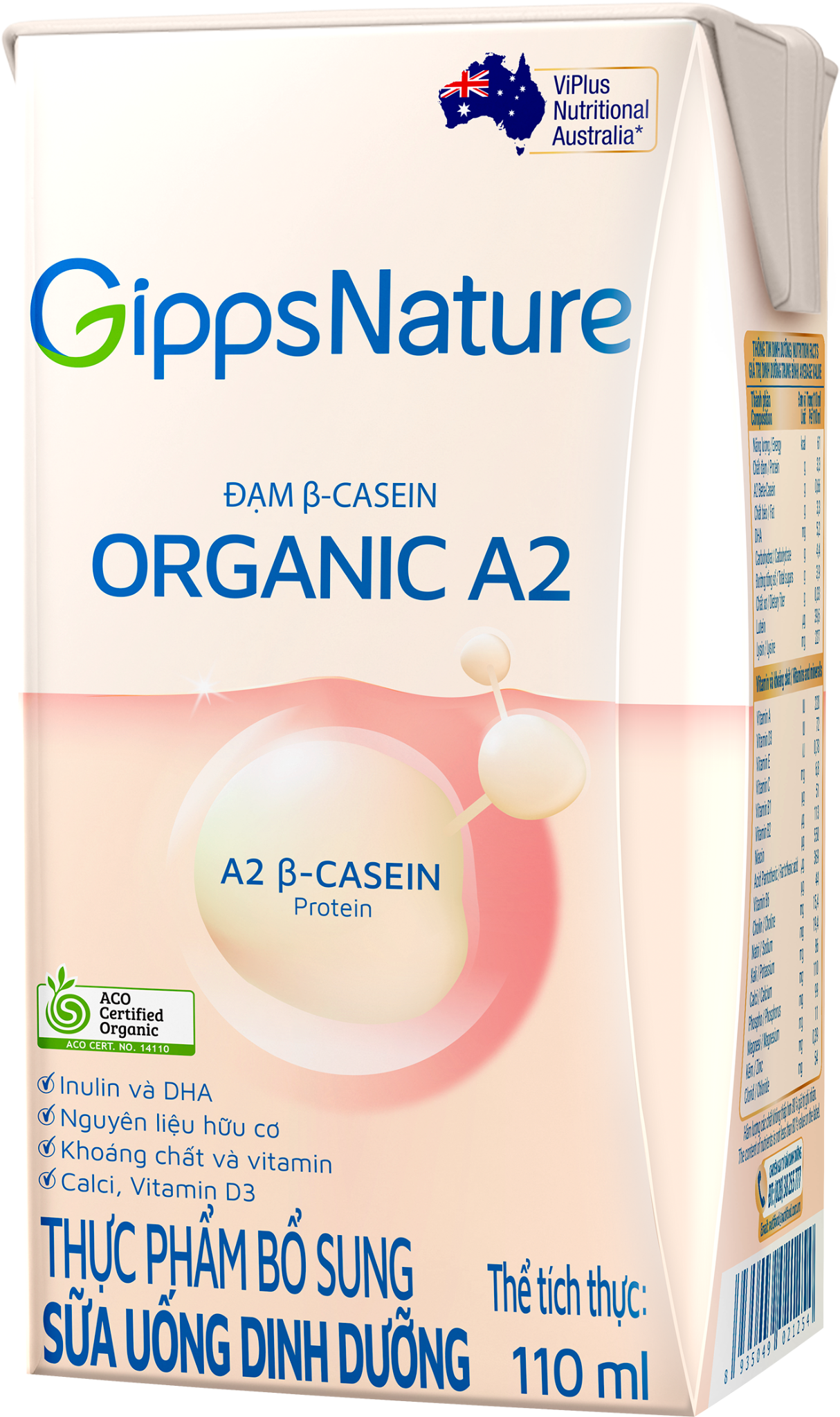  Sữa nước GippsNature Organic A2 (110ml) 